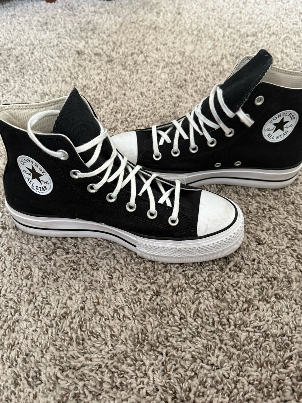 Converse High Top Sneakers - Black & White platform